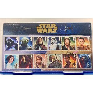 Star Wars Royal Mail Mint Stamps Set Featuring Iconic Characters & Starships In